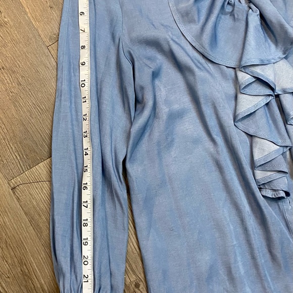 Ursime Light Blue Ruffled Button-Up Blouse - Picture 9 of 9
